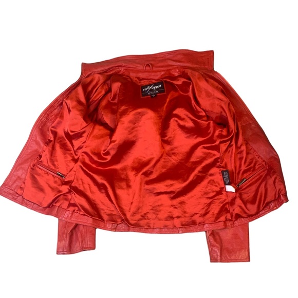 Vintage Maxima Wilson Women’s 100% Cherry Red Leather Retro Jacket - Picture 5 of 13